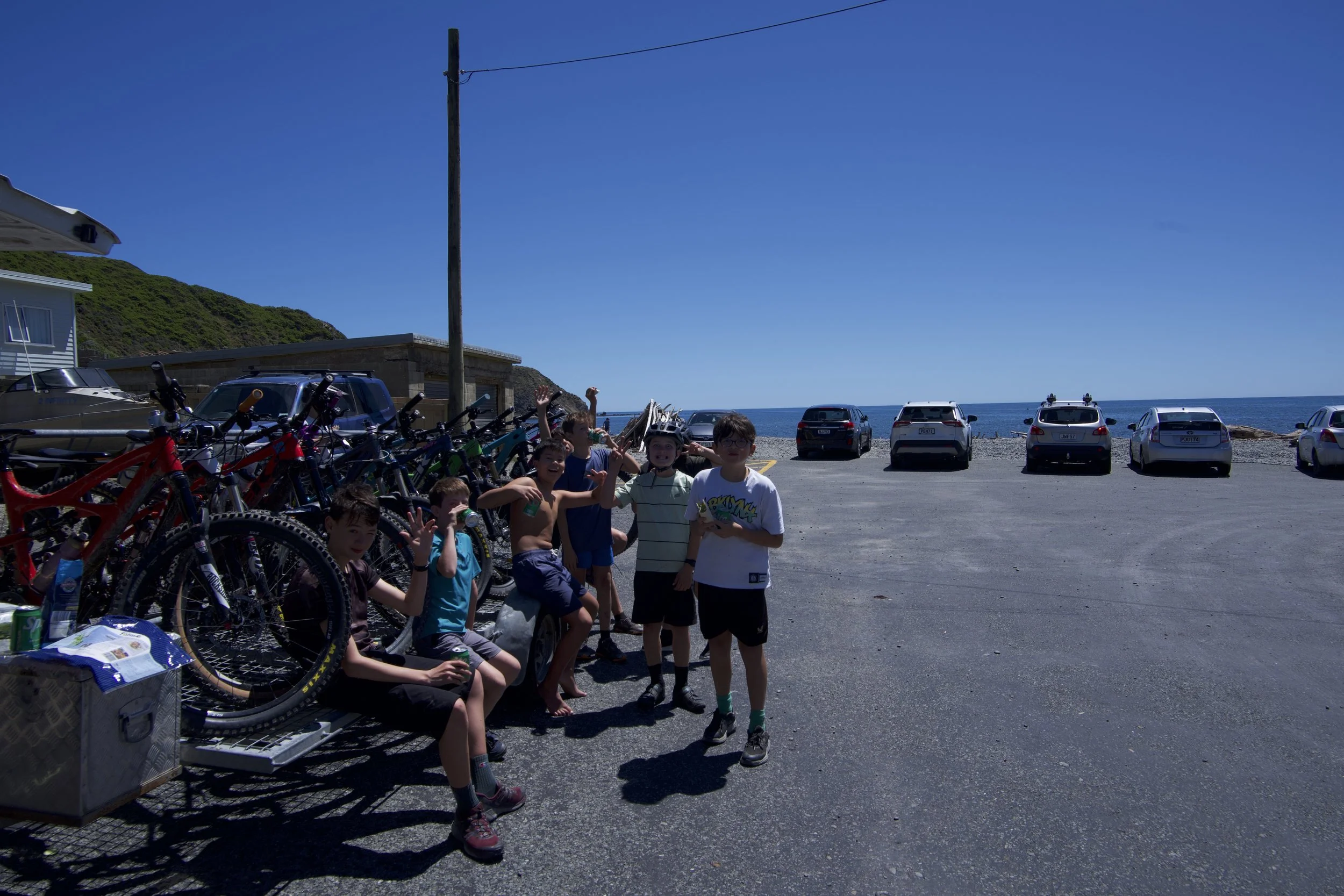 Haurangi Hut Trip crew at Makara Beach
