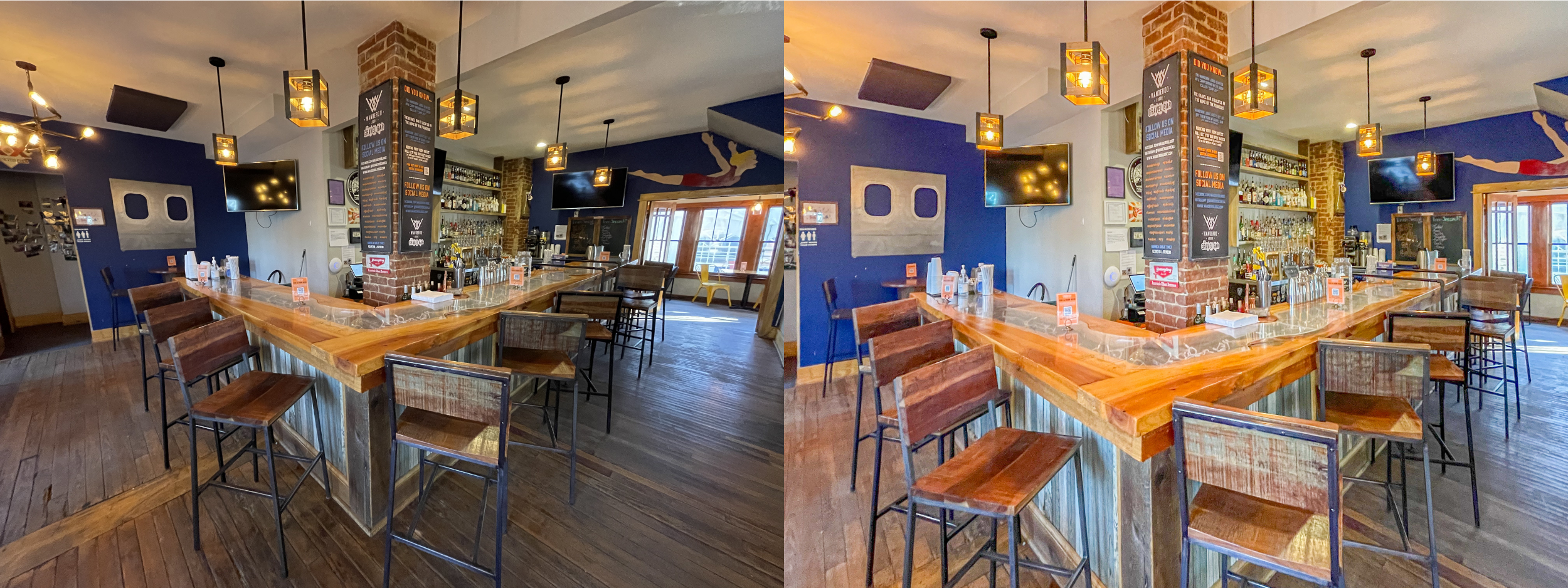 Before and after bar area vacation rental staging photography Eureka Springs Arkansas