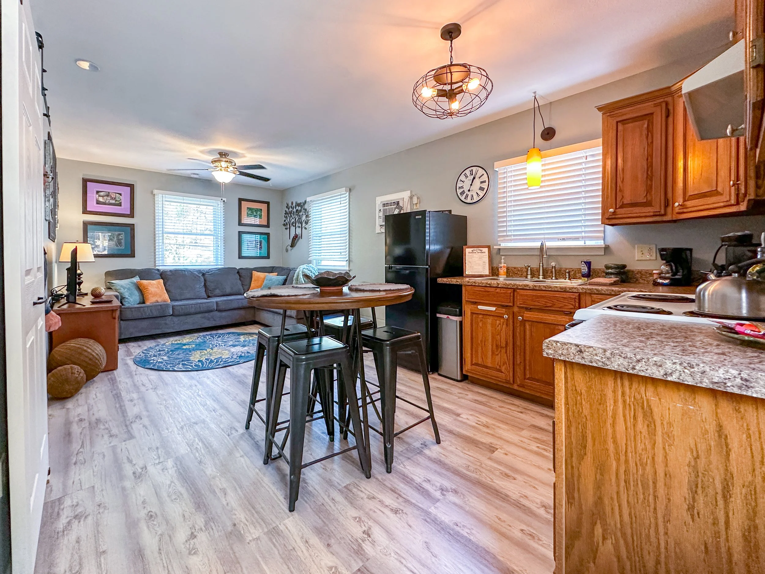 Open floor plan vacation rental interior photography Eureka Springs Arkansas