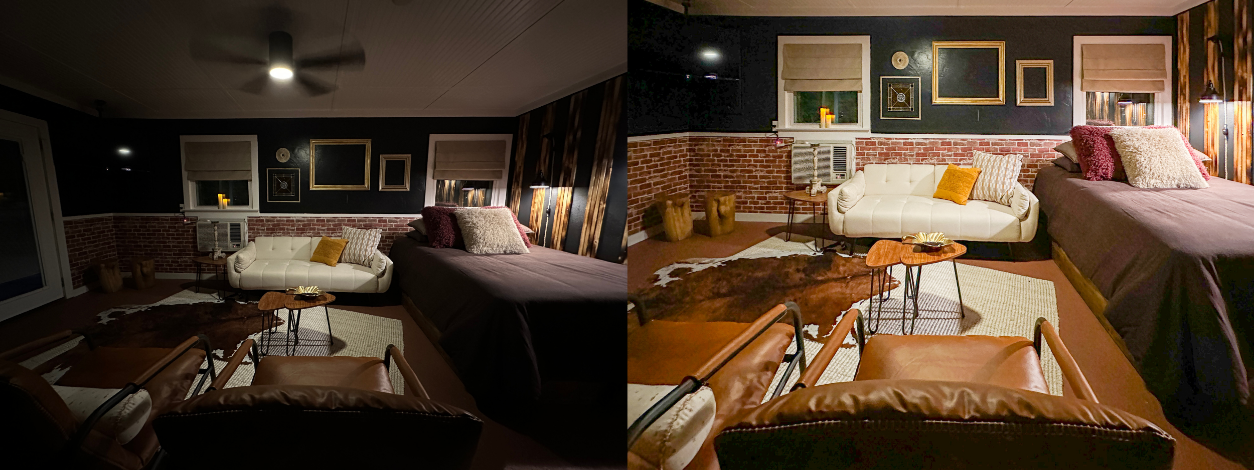 Before and after studio vacation rental staging photography Eureka Springs Arkansas