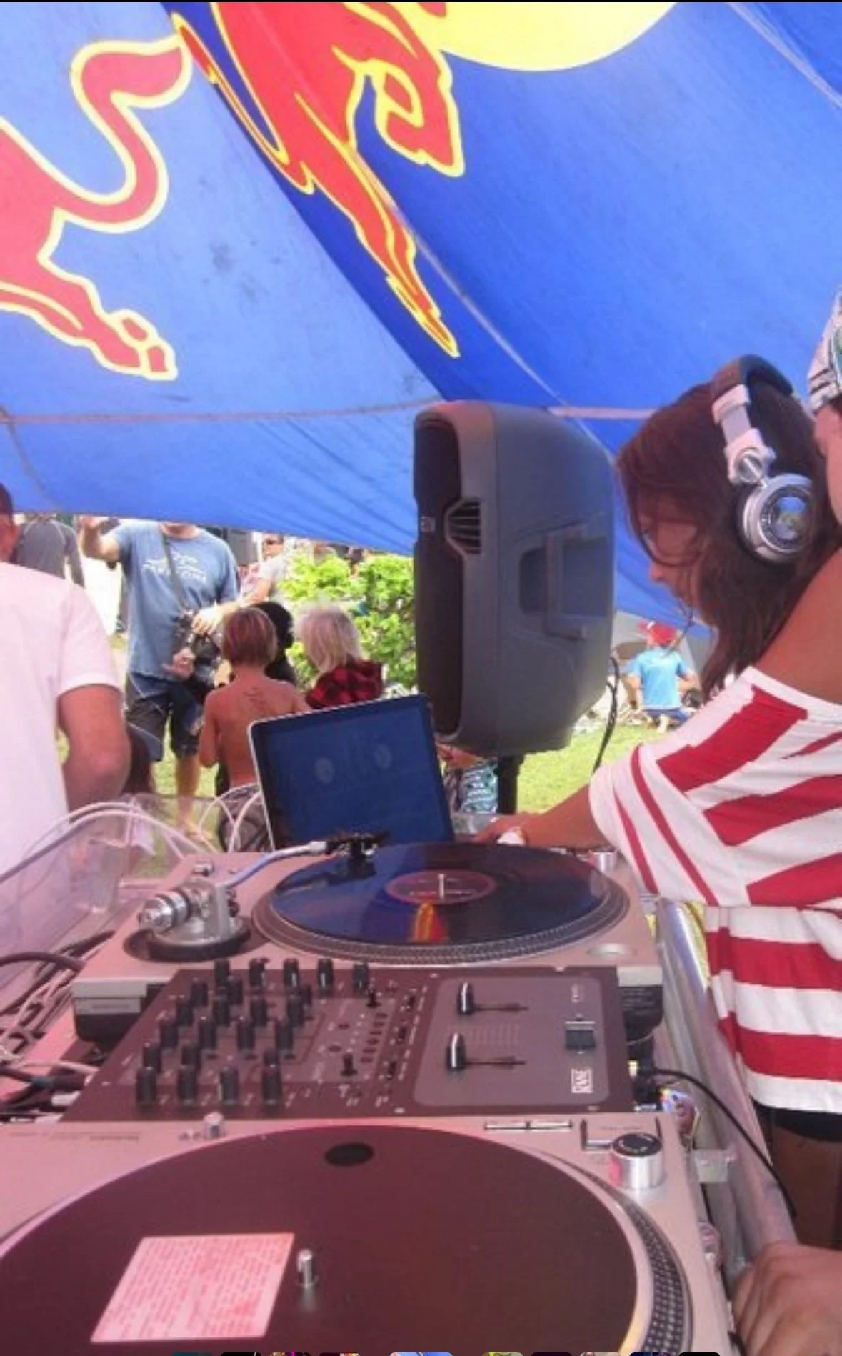 Baby Boone DJ performing at an Menehune Mayhem Surf Contest at Hookipa Beach Park event in Maui Hawaii