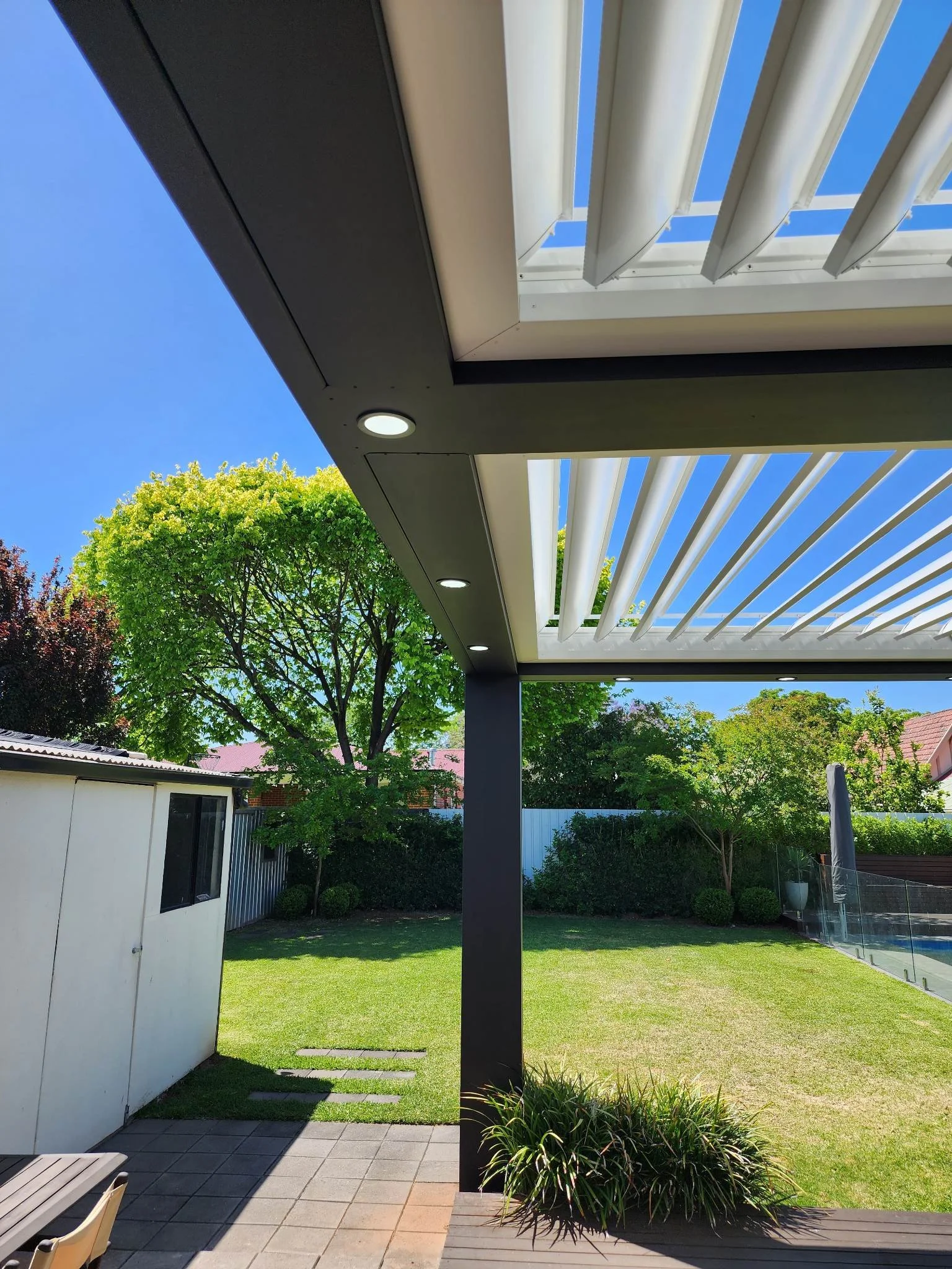 open louvres in verandah