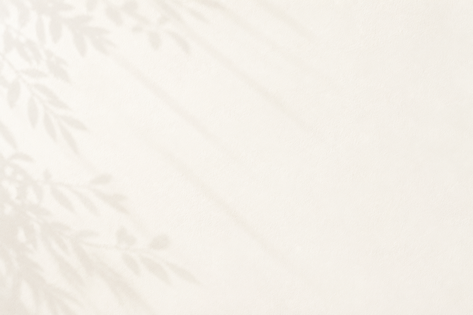 Light-colored textured wall with a faint shadow of leaves in the top left corner.
