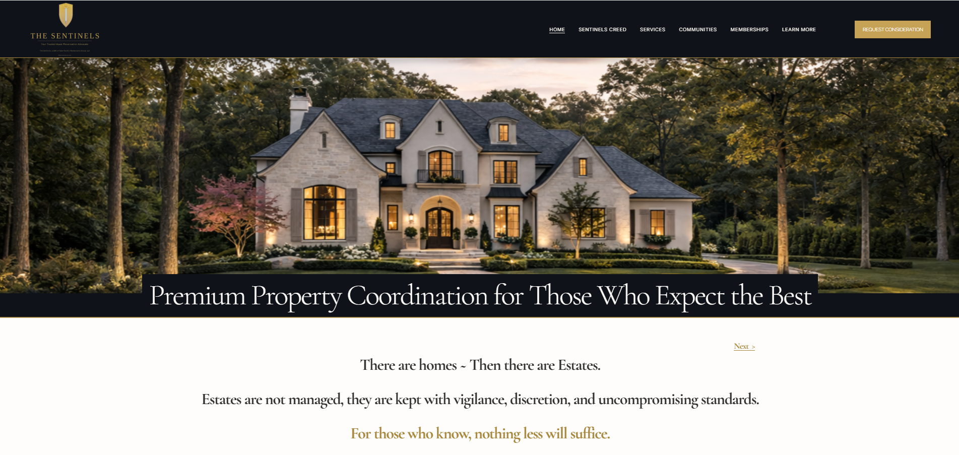 The Sentinels USA website designed by Compass & Main.