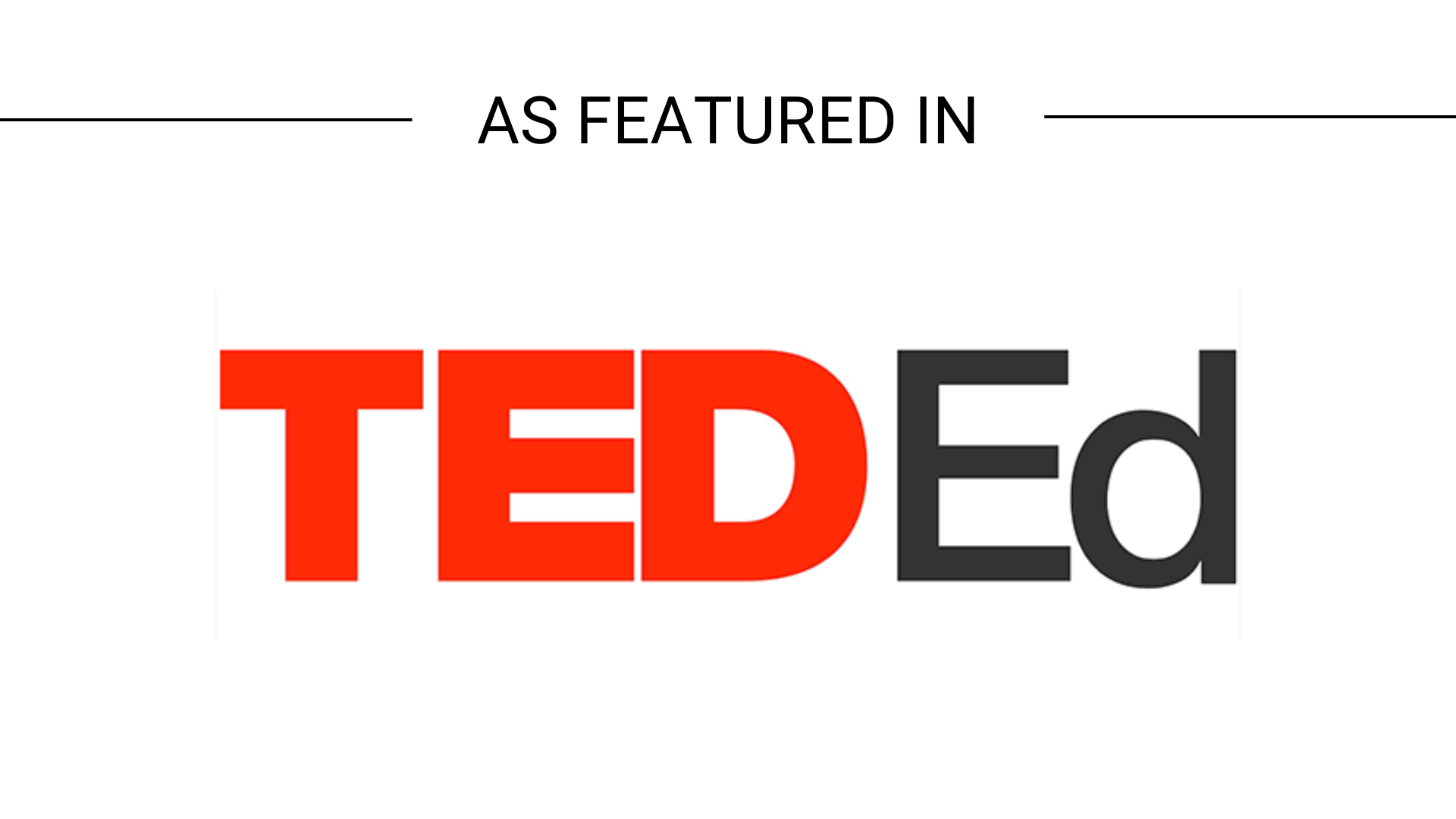 "As Featured In TED Ed" logo in red and black text on a white background.