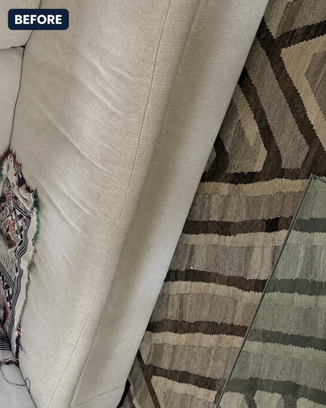 Sofa before professional upholstery cleaning by Trusco Cleaning