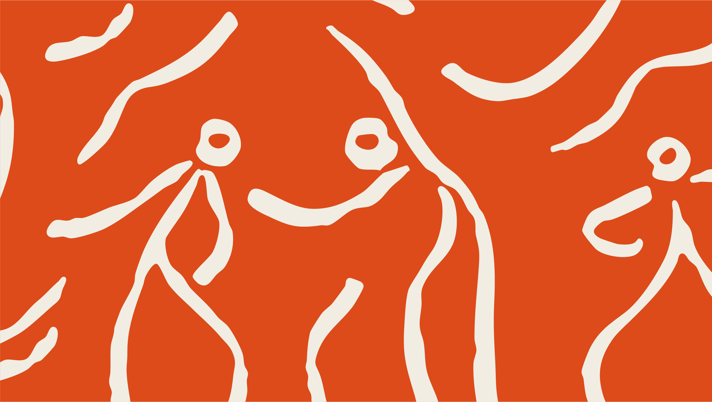 Close-up of a patterned textile or fabric with an orange background and irregular white lines and shapes.