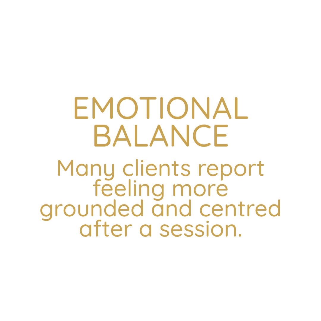 Text about emotional balance and feeling grounded after a session.