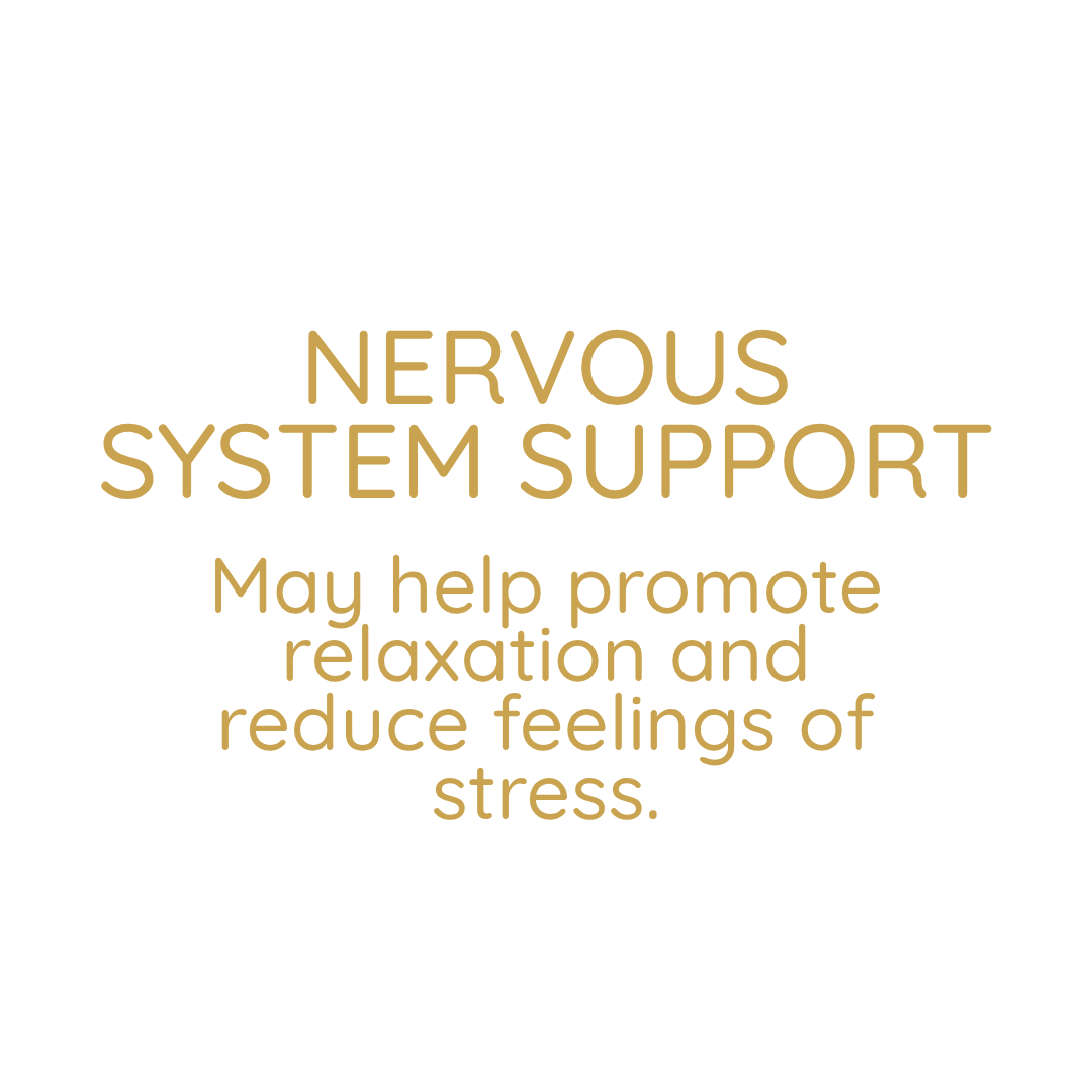 Text explaining nervous system support benefits, suggesting it may help promote relaxation and reduce feelings of stress.
