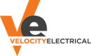 Logo for Velocity Electrical, featuring an orange and black design with the company name.