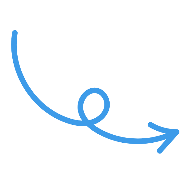 Blue curved arrow forming a loop and pointing to the right.