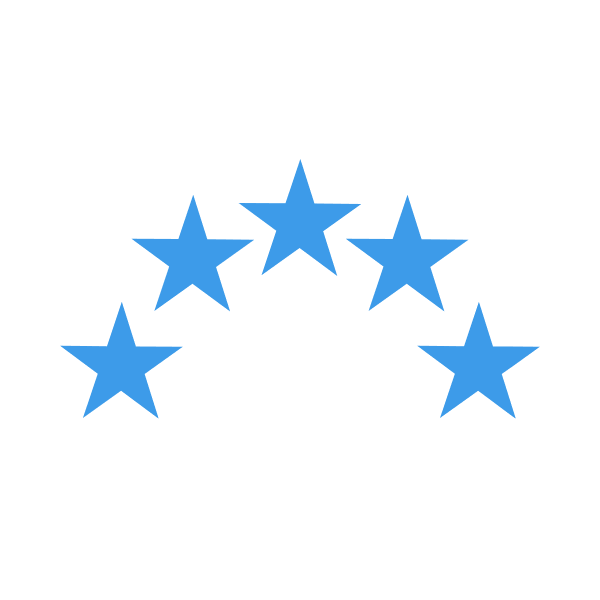 Five blue stars arranged in an arc