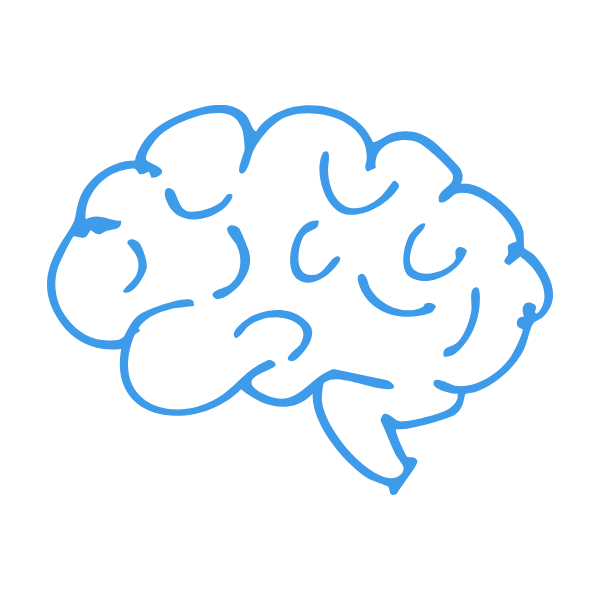 Illustration of a human brain in blue outline