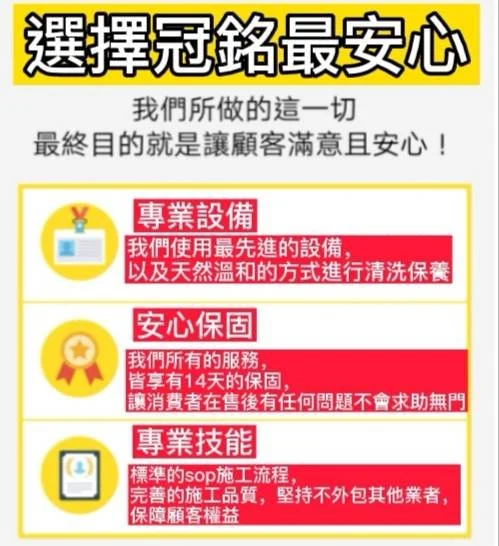 This image contains Chinese text about choosing a crown for peace of mind, mentioning professional equipment, reliability, and professional skills for cleaning and maintenance services.