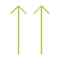 Two green arrows pointing upward, symbolising progress, resilience, and Up Wealth Management's commitment to helping clients stand up, move forward, and achieve their financial goals.