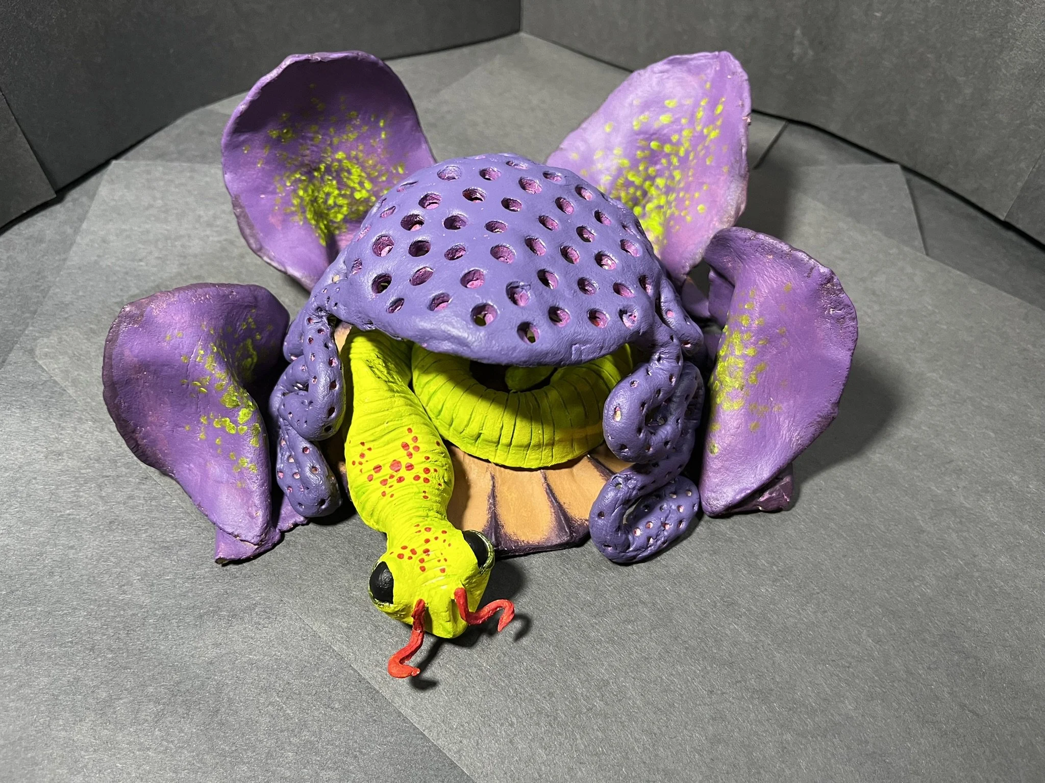 Biomorphic Sculpture, air dry clay painted with acrylic paint