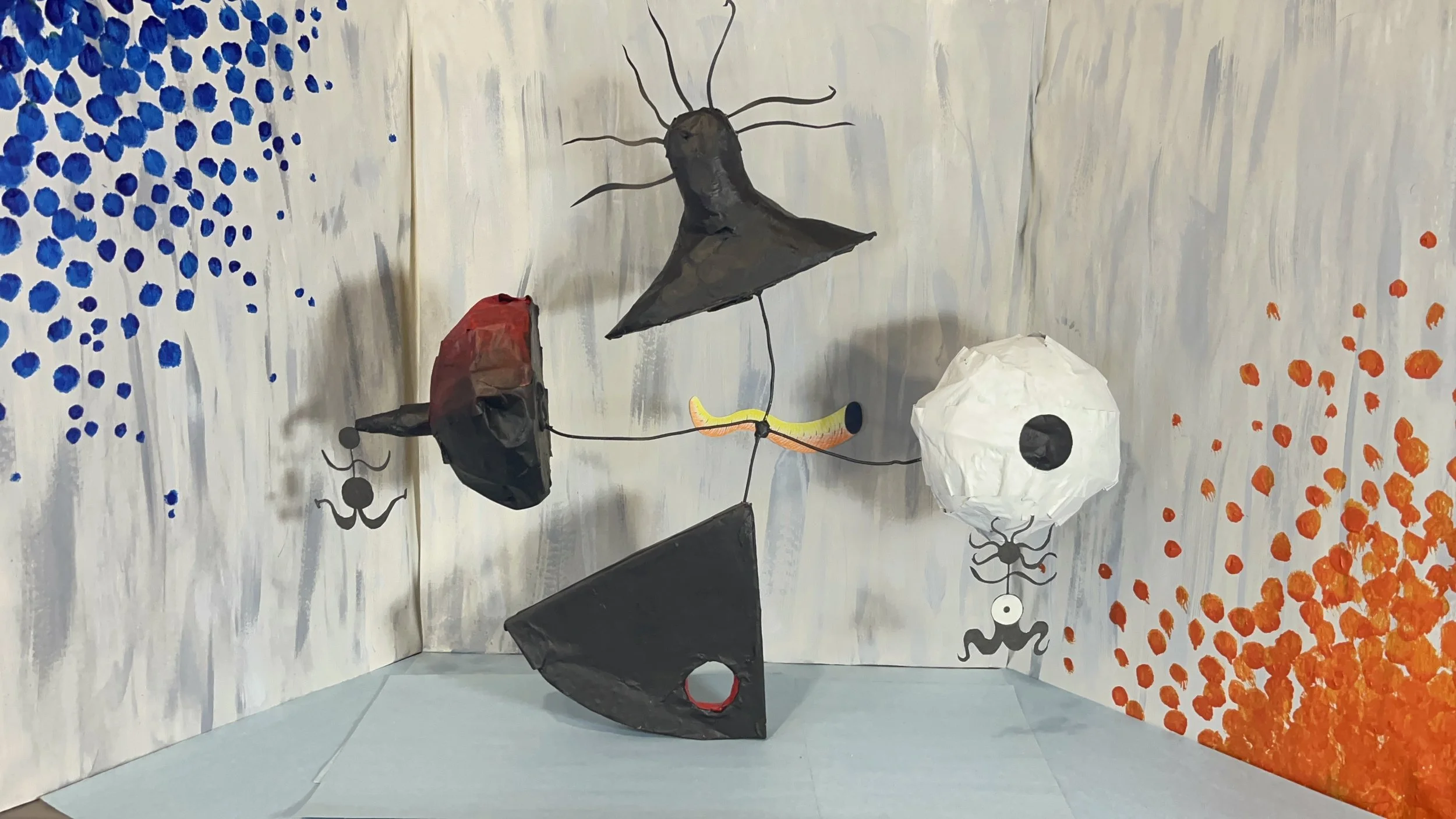 "Masterwork Remix - Joan Miró's 'Maternity'", packing supplies, wire, acrylic paint & hot glue