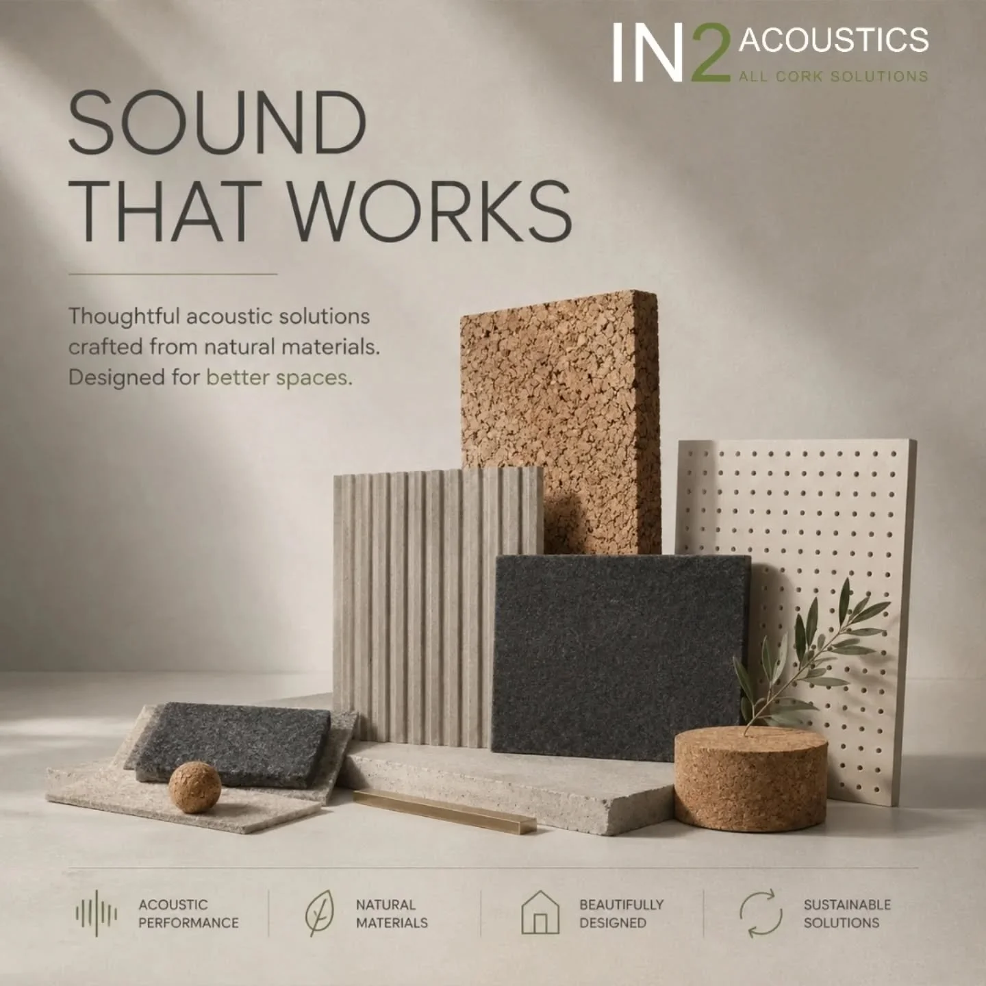 Sound that works. Designed naturally 🌿

Our cork acoustic solutions combine performance, sustainability, and timeless design &mdash; creating spaces that sound as good as they look.

#in2acoustics #corkdesign #acousticsolutions #sustainableinteriors