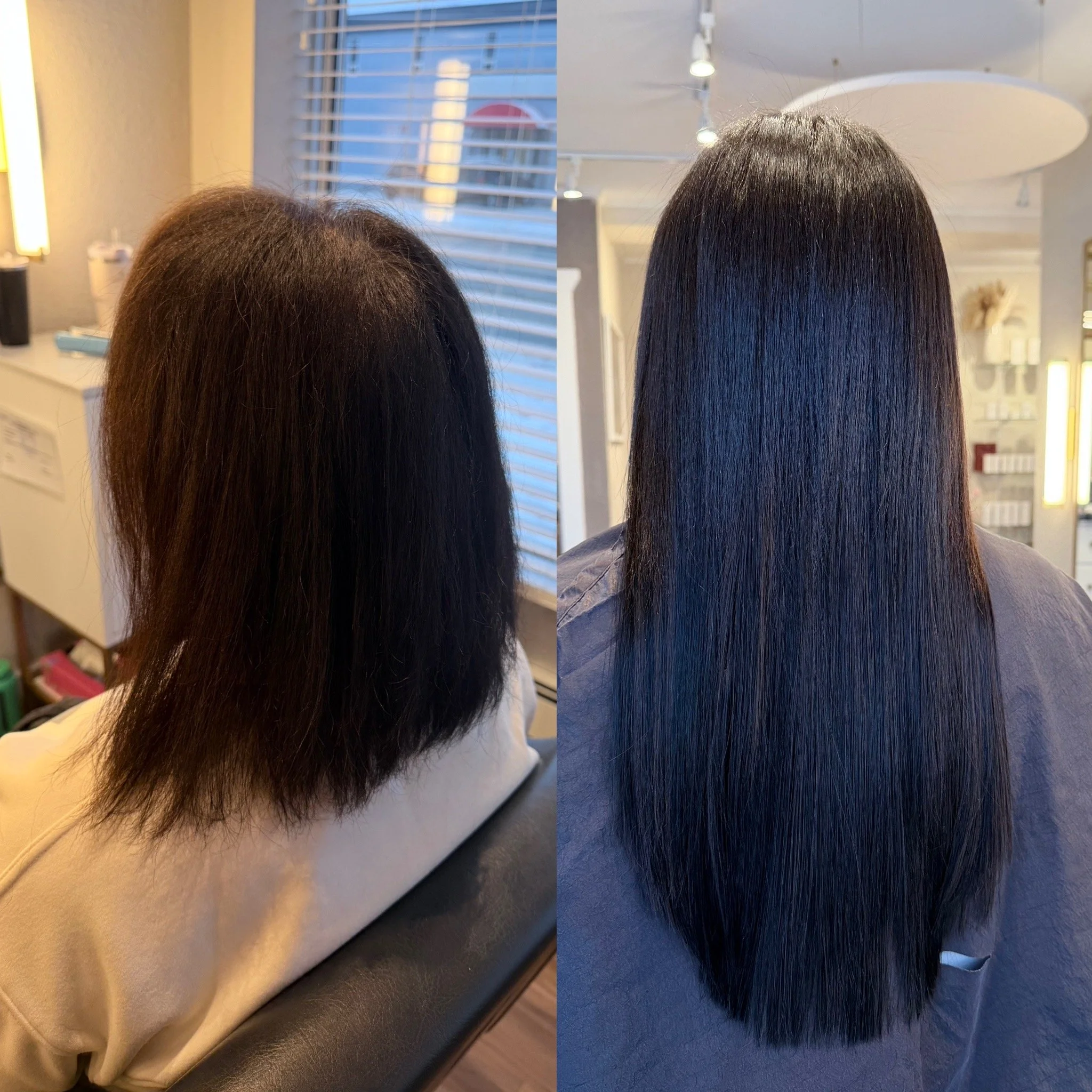 hair extension transformation on textured hair