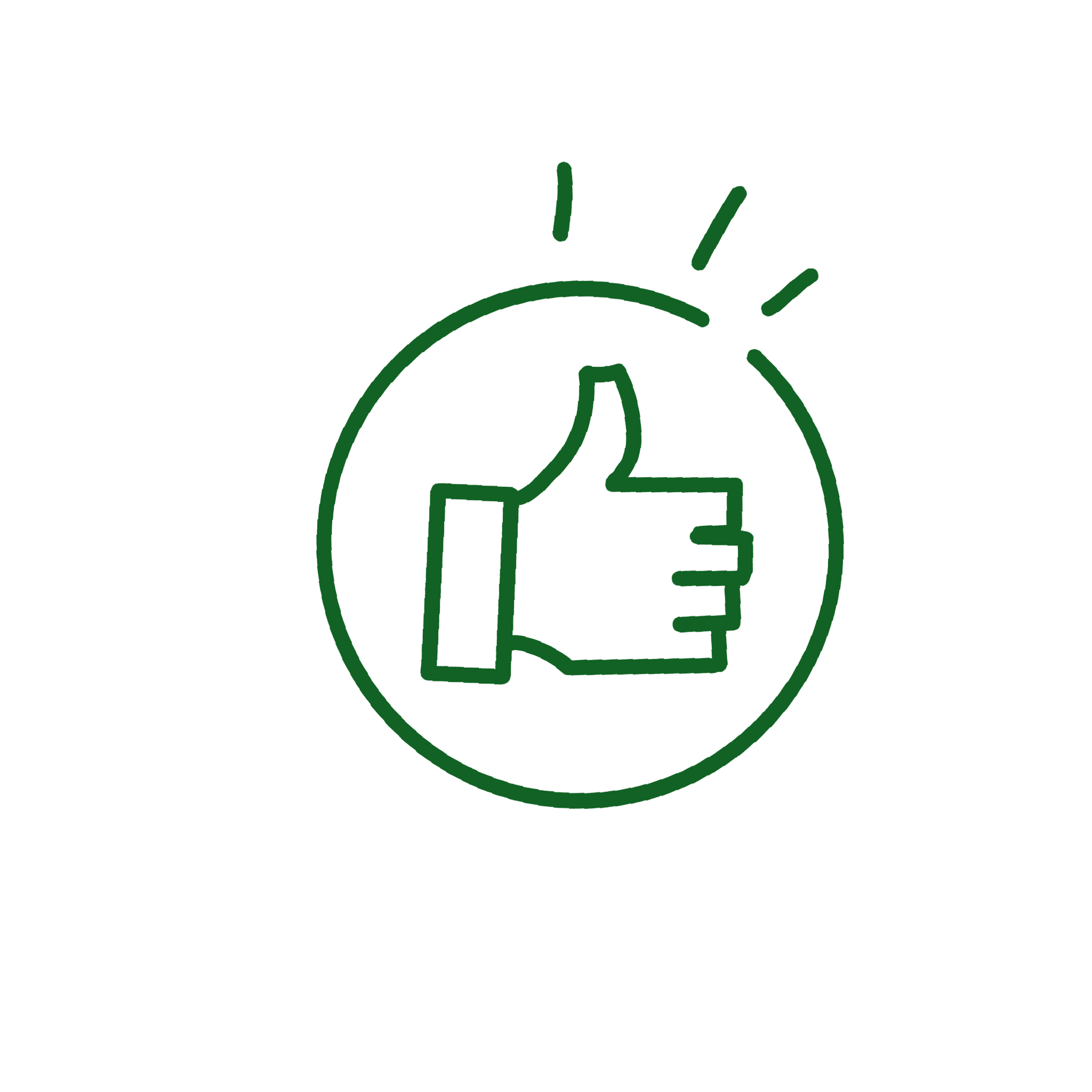 Neon green hand gesture illustration with abstract lines and rays on black background.