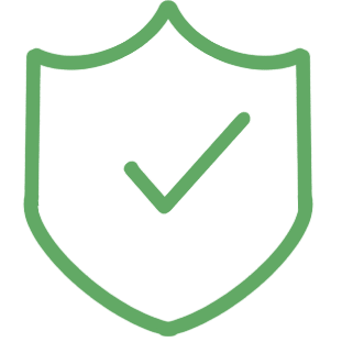 Green shield icon with a checkmark in the center.