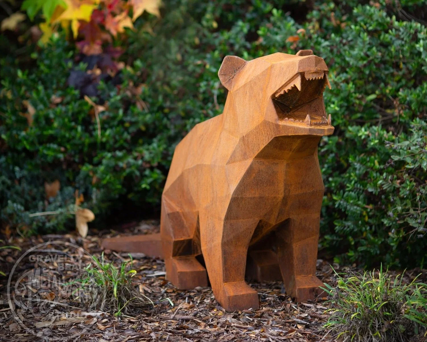 low poly Tasmanian devil corten steel sculpture