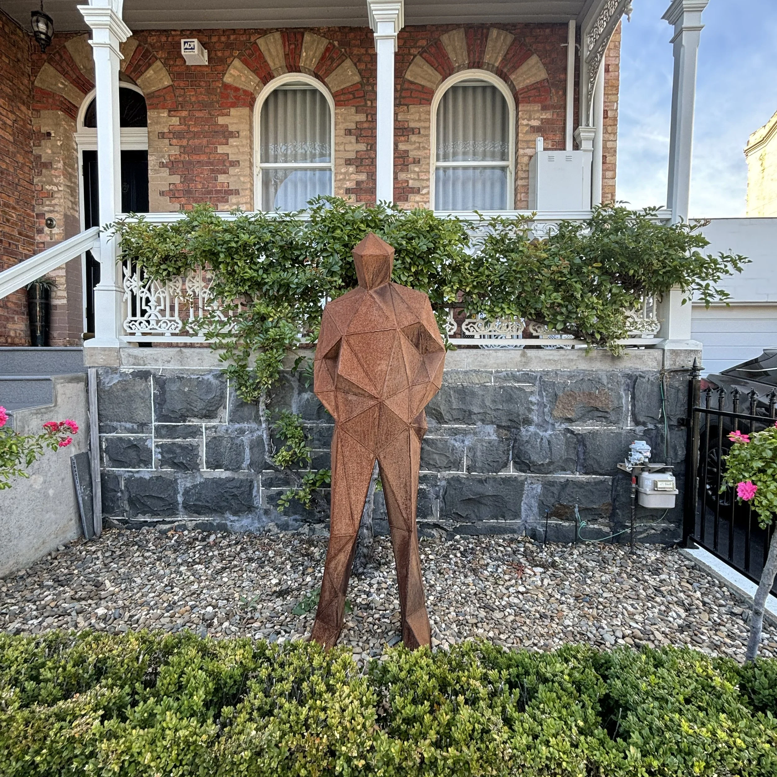 low poly iron man corten steel launceston