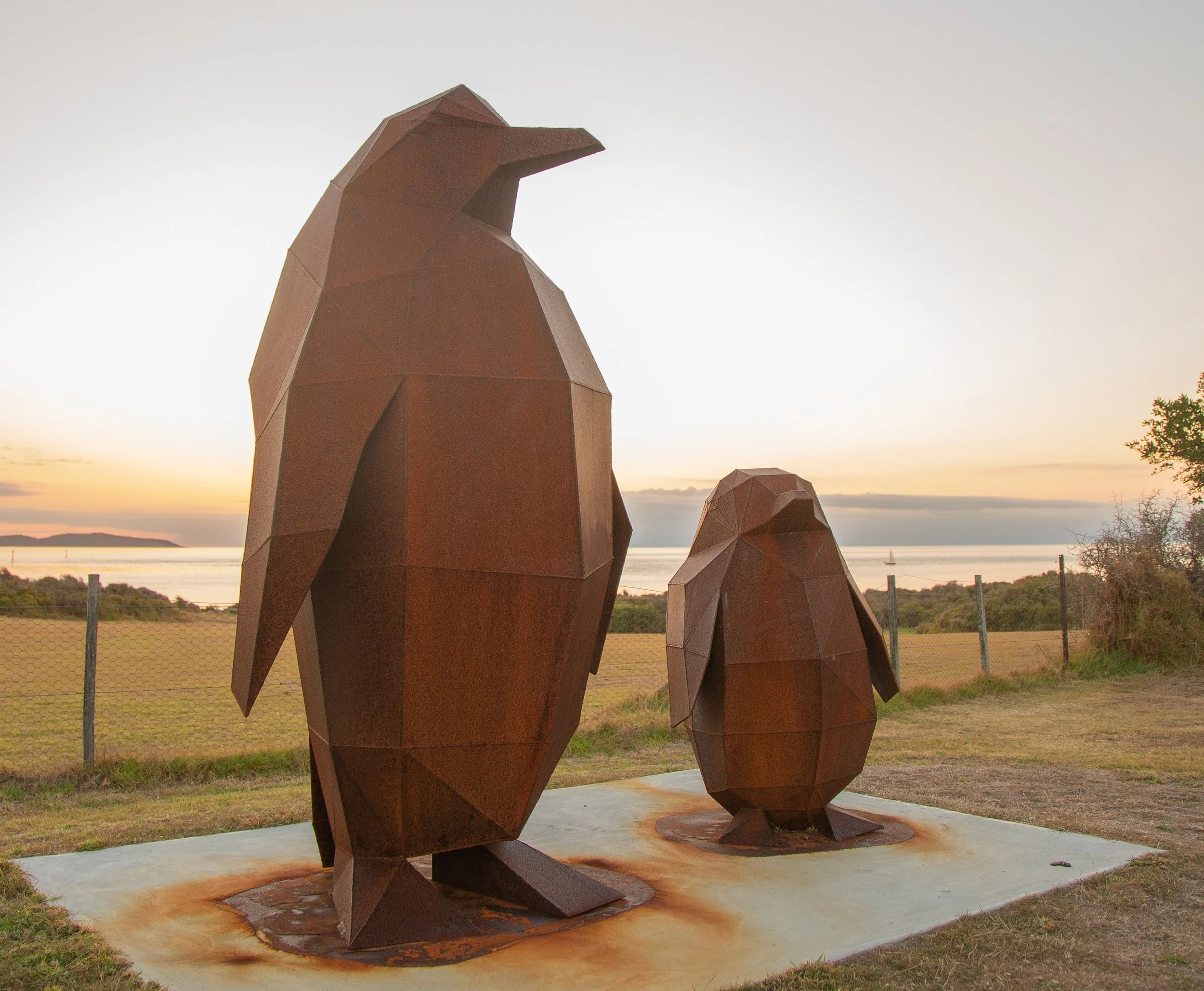 penguin statues low head Tasmania Geo Corten 
