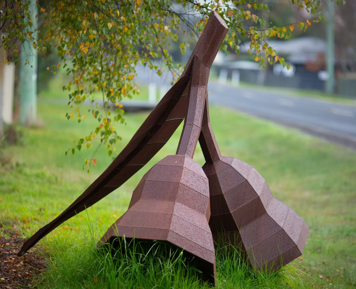 Low Poly Corten Steel Gum nut Sculpture