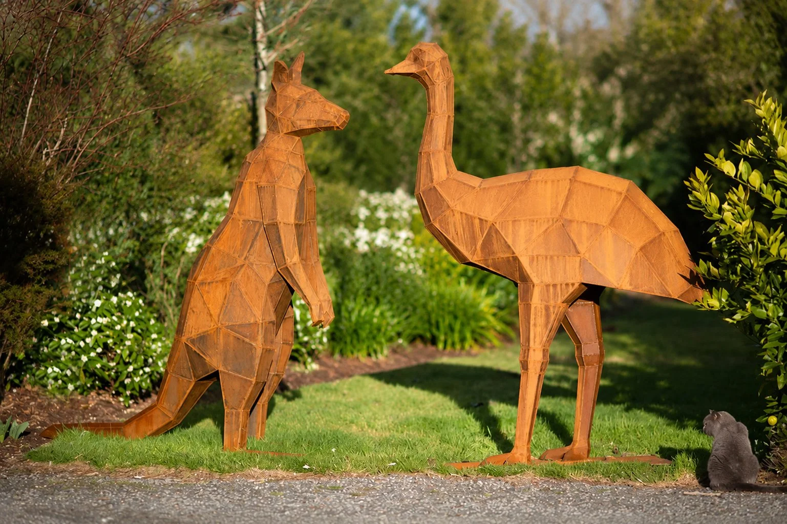 kangaroo and emu metal art aussie corten steel