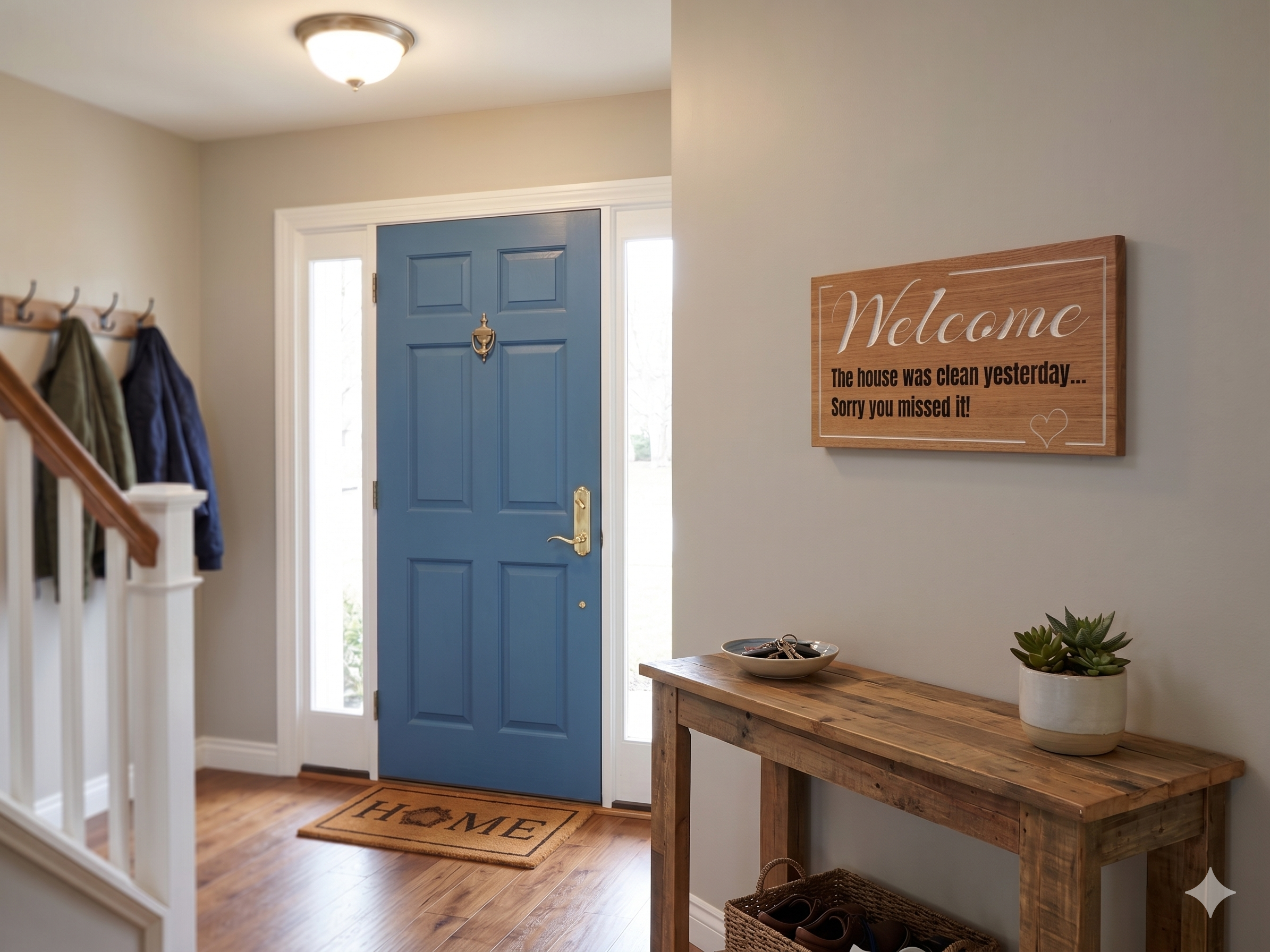 Welcome Sign - House was clean yesterday
