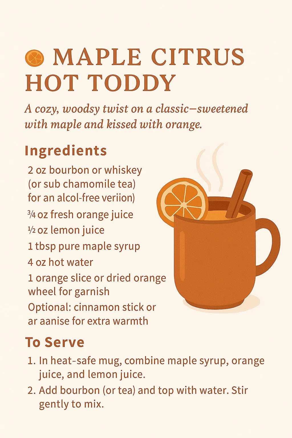 maple citrus hot toddy drink recipe