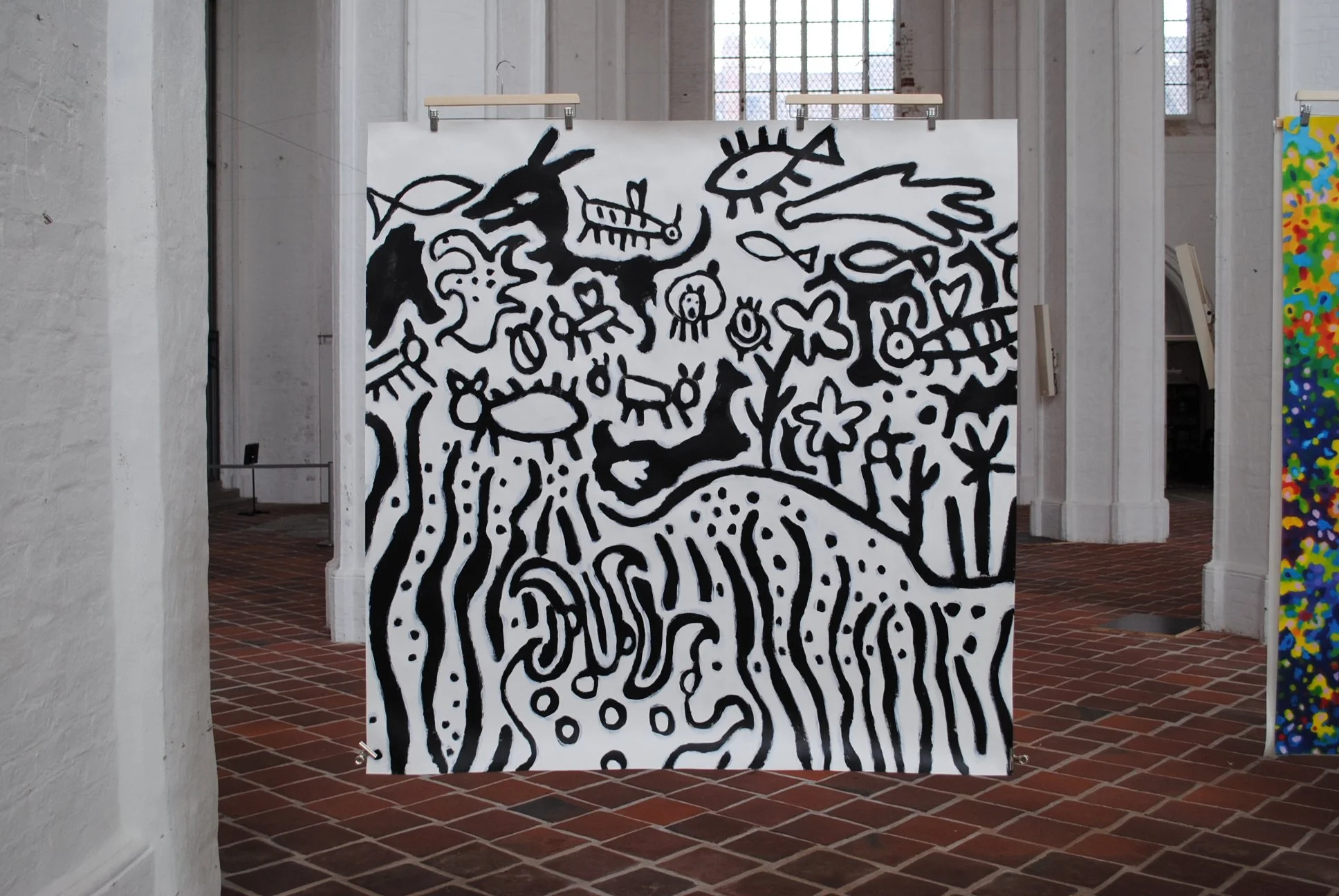 Wimmelwiese, ca. 150 x 150 cm, acryl on paper