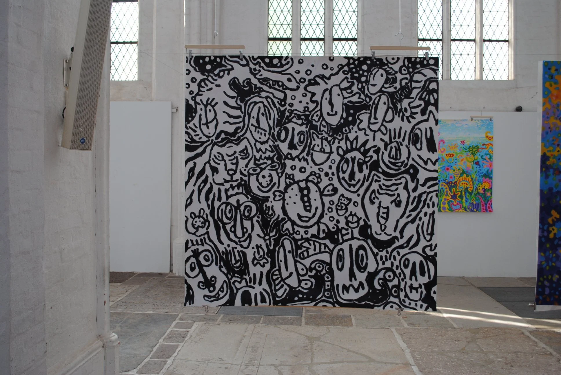 Masken, ca. 150 x 150 cm, acryl on paper