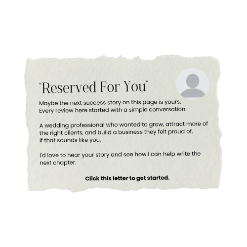 A torn piece of paper with a message titled 'Reserved For You' about writing a success story, including a gray placeholder profile icon and a call-to-action to click the letter.