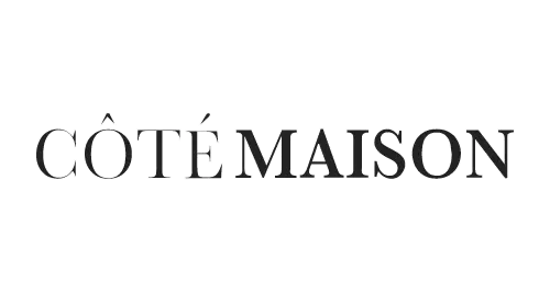 Logo avec le texte 'COTÉ MAISON' en blanc sur fond noir.