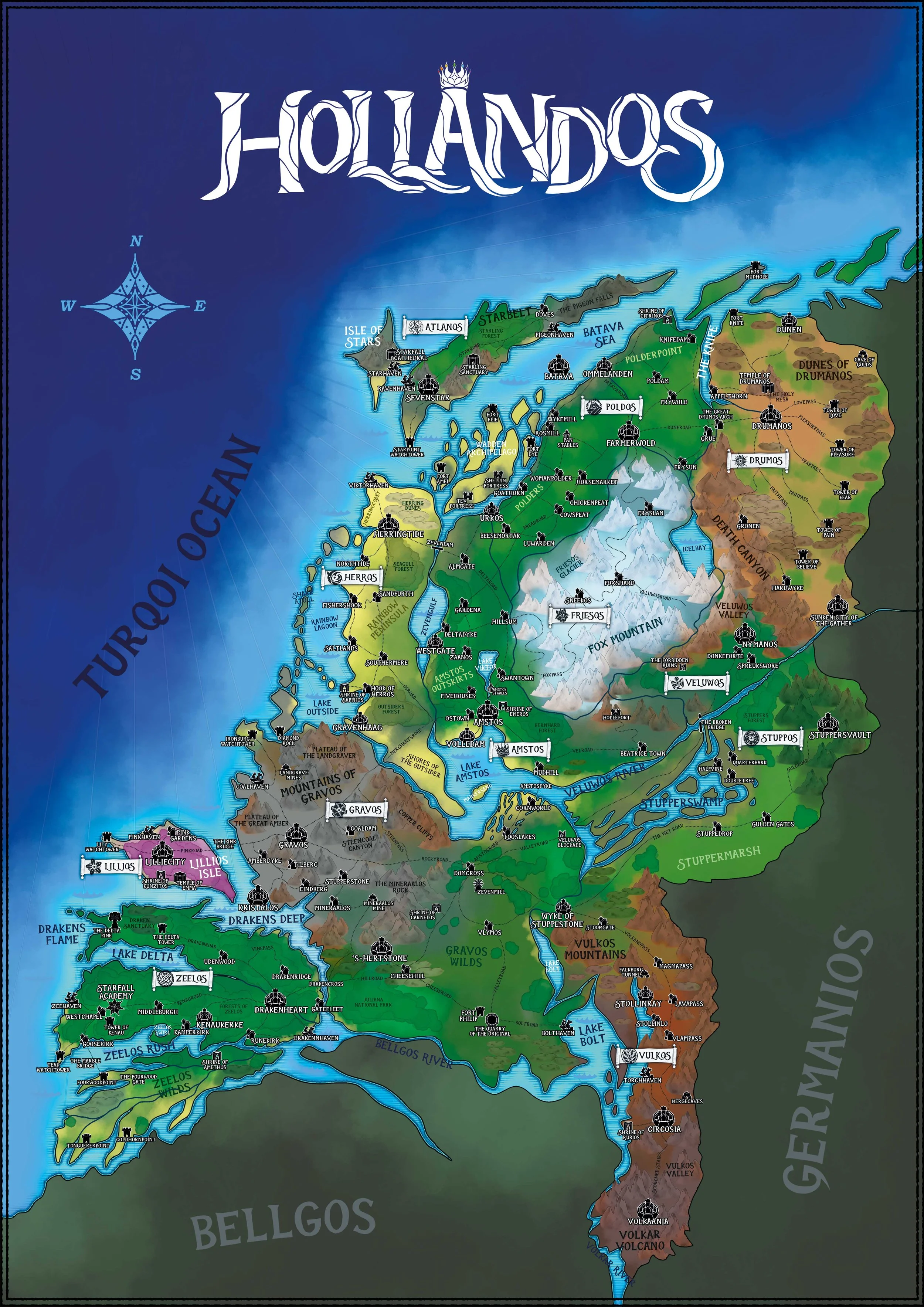 Engelse kaart van Hollandos