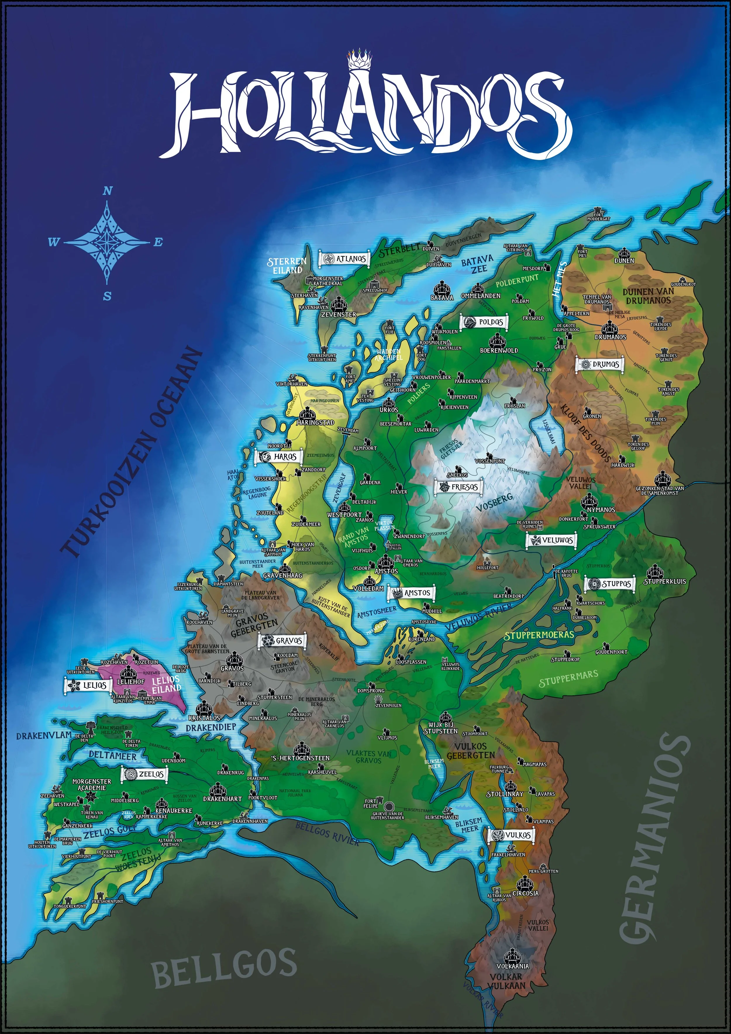 Nederlandse kaart van Hollandos