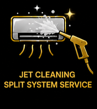 Jet cleaning split system air conditioning service Melbourne for mould, dust, and bacteria removal.