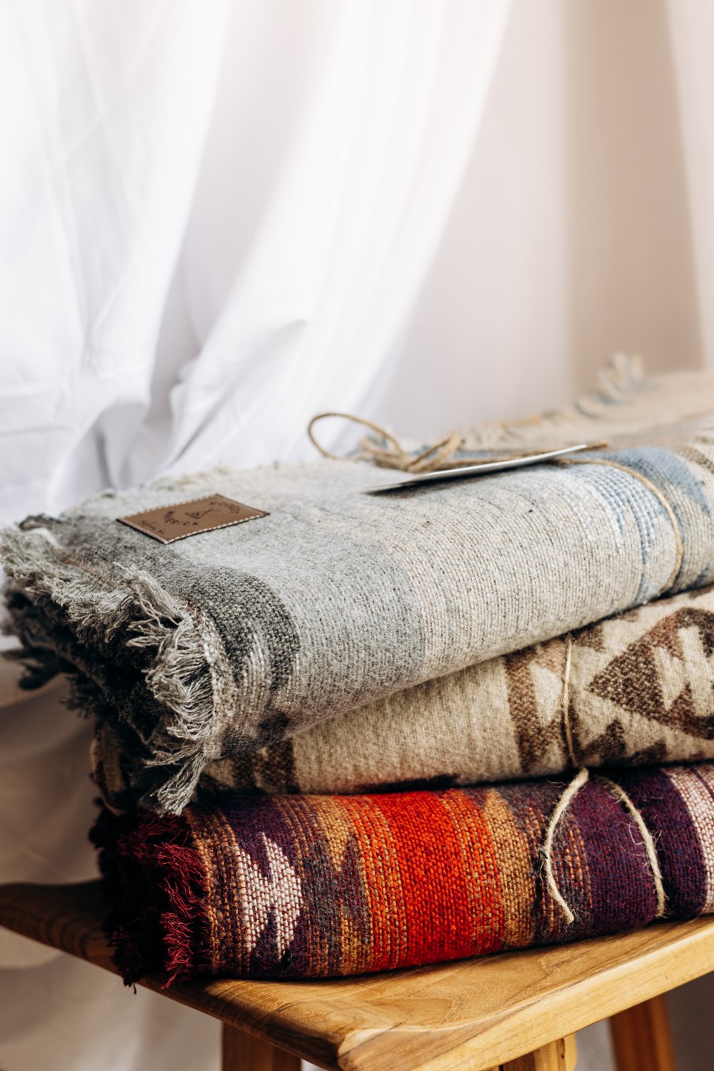 Handmade blankets at Gathered Hearth Market, Prince Albert retail market