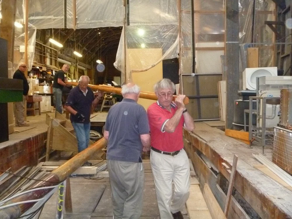 Frances mast and boom Vos shed - Nov 2012.