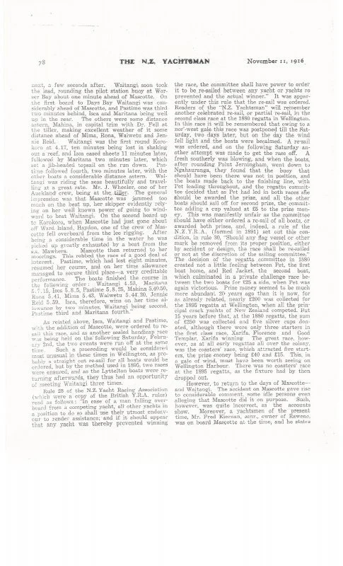 The New Zealand Yachtsman November 11 1916, page 3.