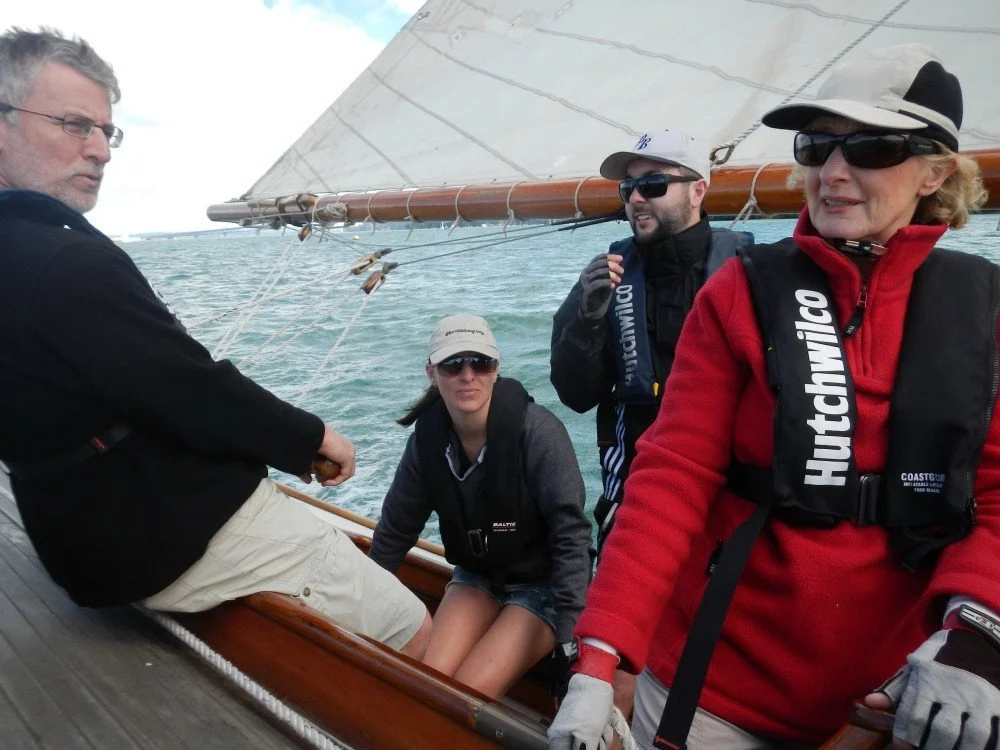 Plenty of weather helm in the 15 - 20 knot NEaster.
