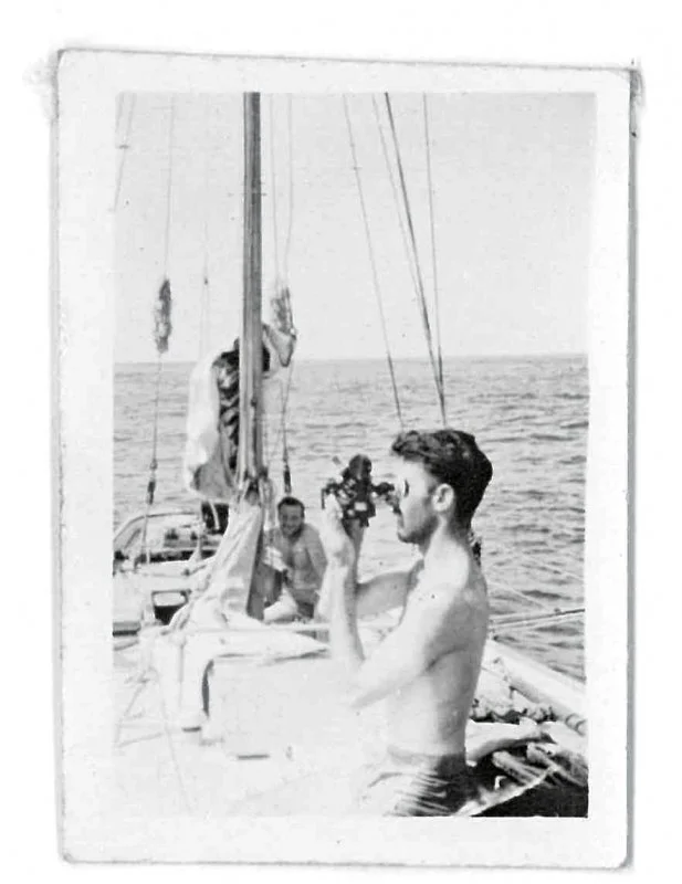 Peter Oldham taking sights.