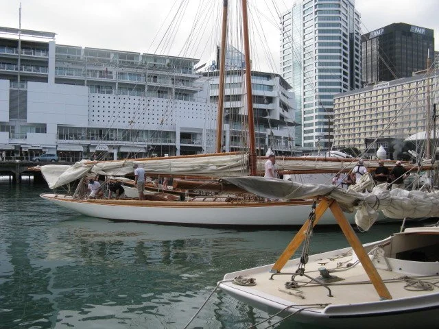 Rawhiti across the stern of Frances.
