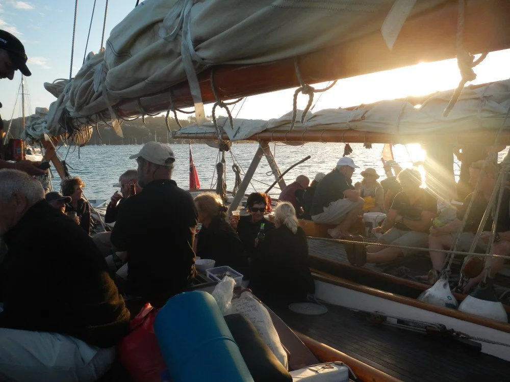 Thelma and Waitangi rafted up in Mahurangi harbour.