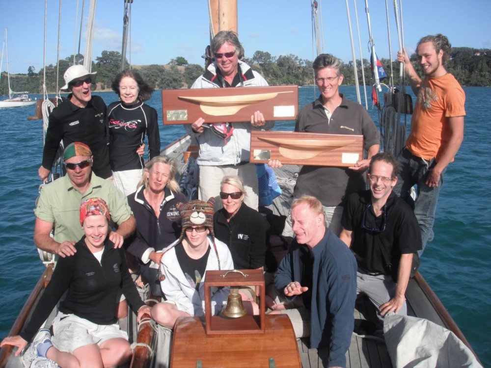 Thelmas trophy haul at the Mahurangi regatta.