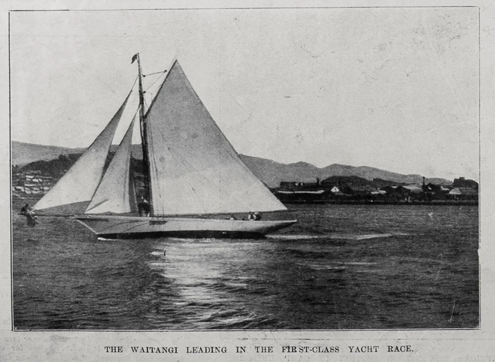 Waitangi leading the First-Class regatta Wellington 1902.