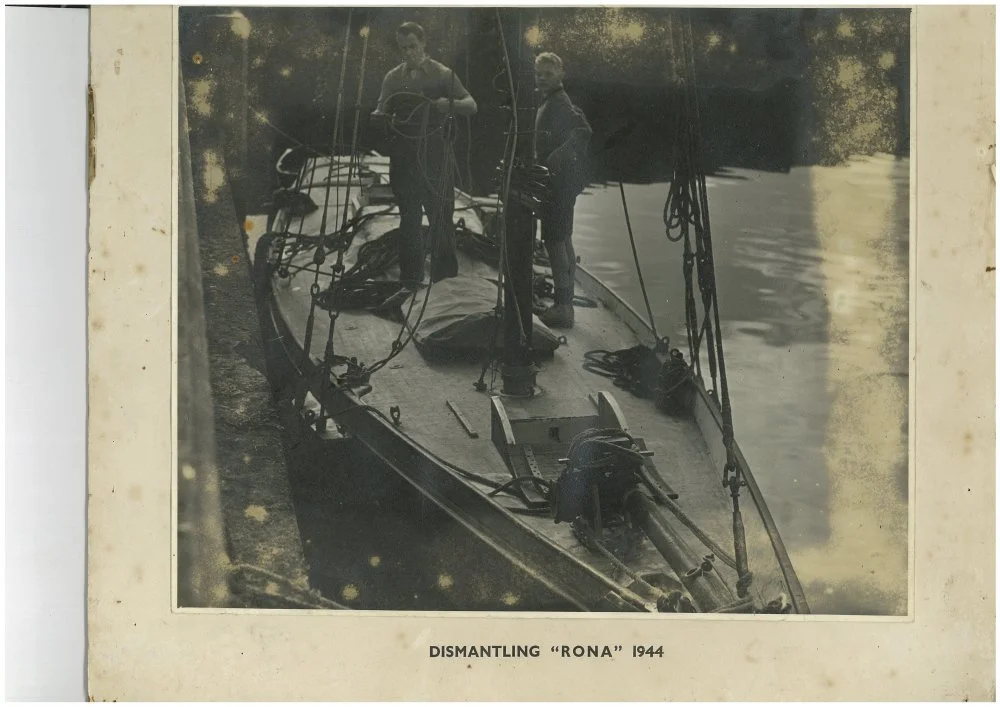 Albert Le Sueur dismantling Rona in 1940.