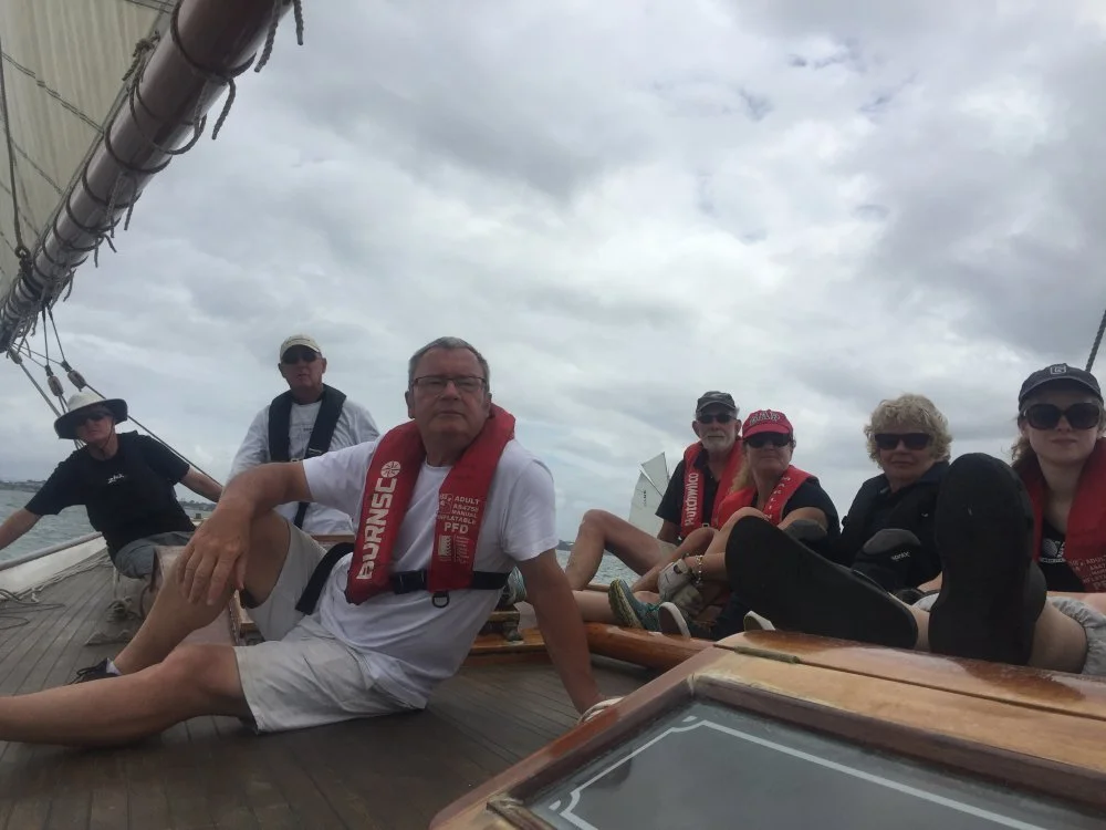 Relaxed crew.